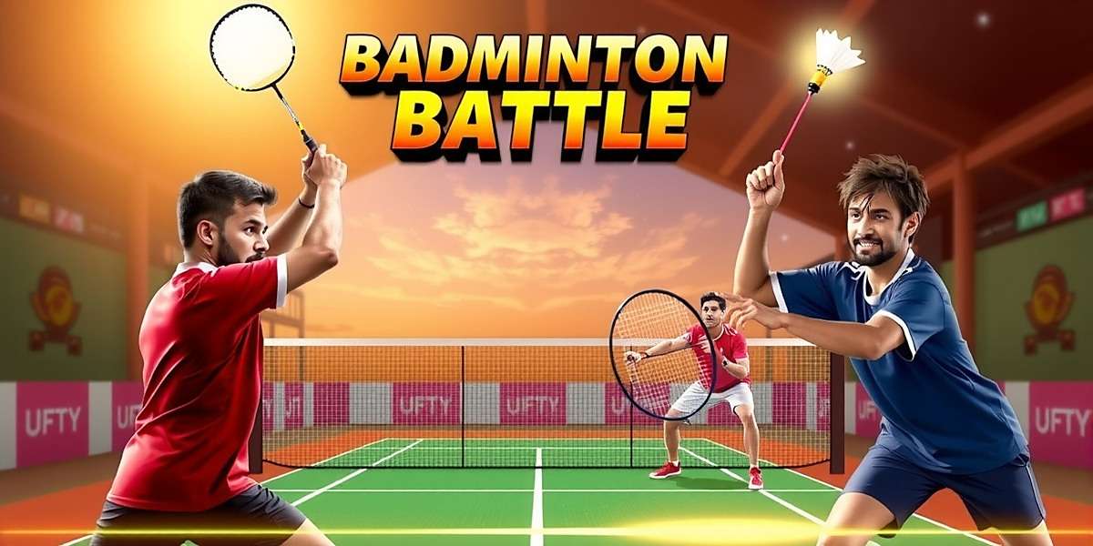 Badminton Battle game cover showing Indian players in action