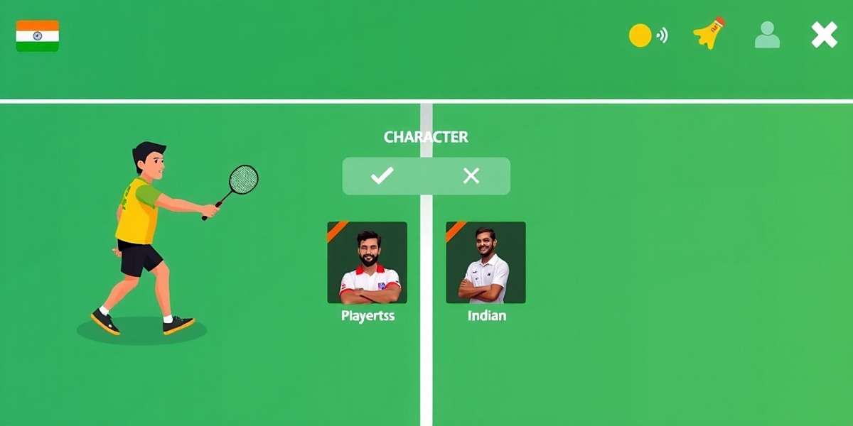 Badminton Battle character selection screen with Indian players